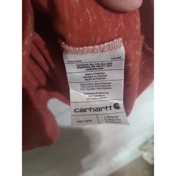 Carhartt K87 Red Workwear Crew Neck Short Sleeve Pocket T-Shirt Men's Size Large - Picture 5 of 5